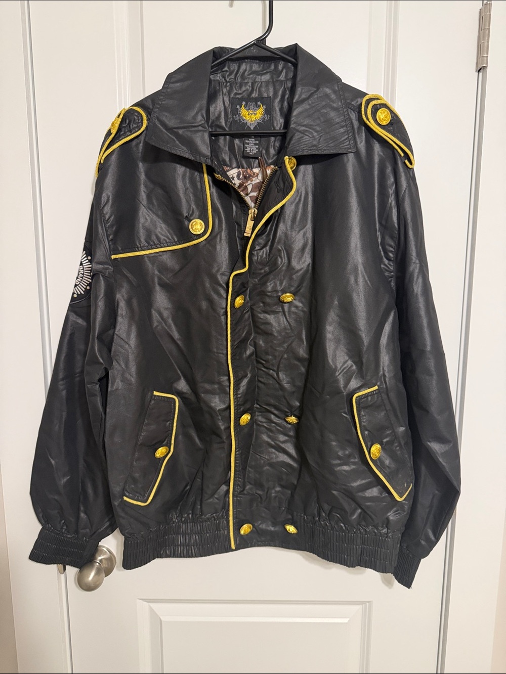 OshKosh B'gosh Black Bomber Jacket with Yellow Trim and Button Accents